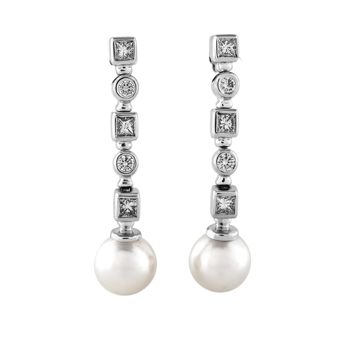 Gold Pearl Diamond Earrings 03048