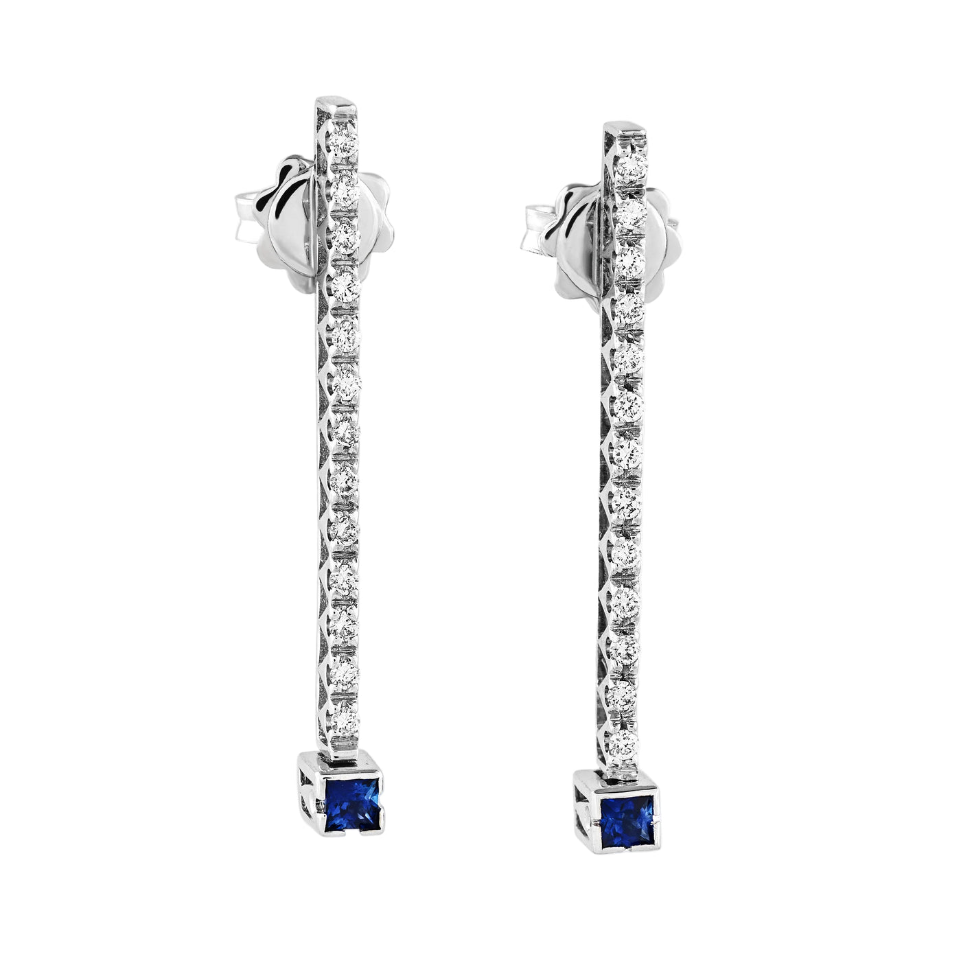 Gold Sapphire Diamond  Earrings 03074