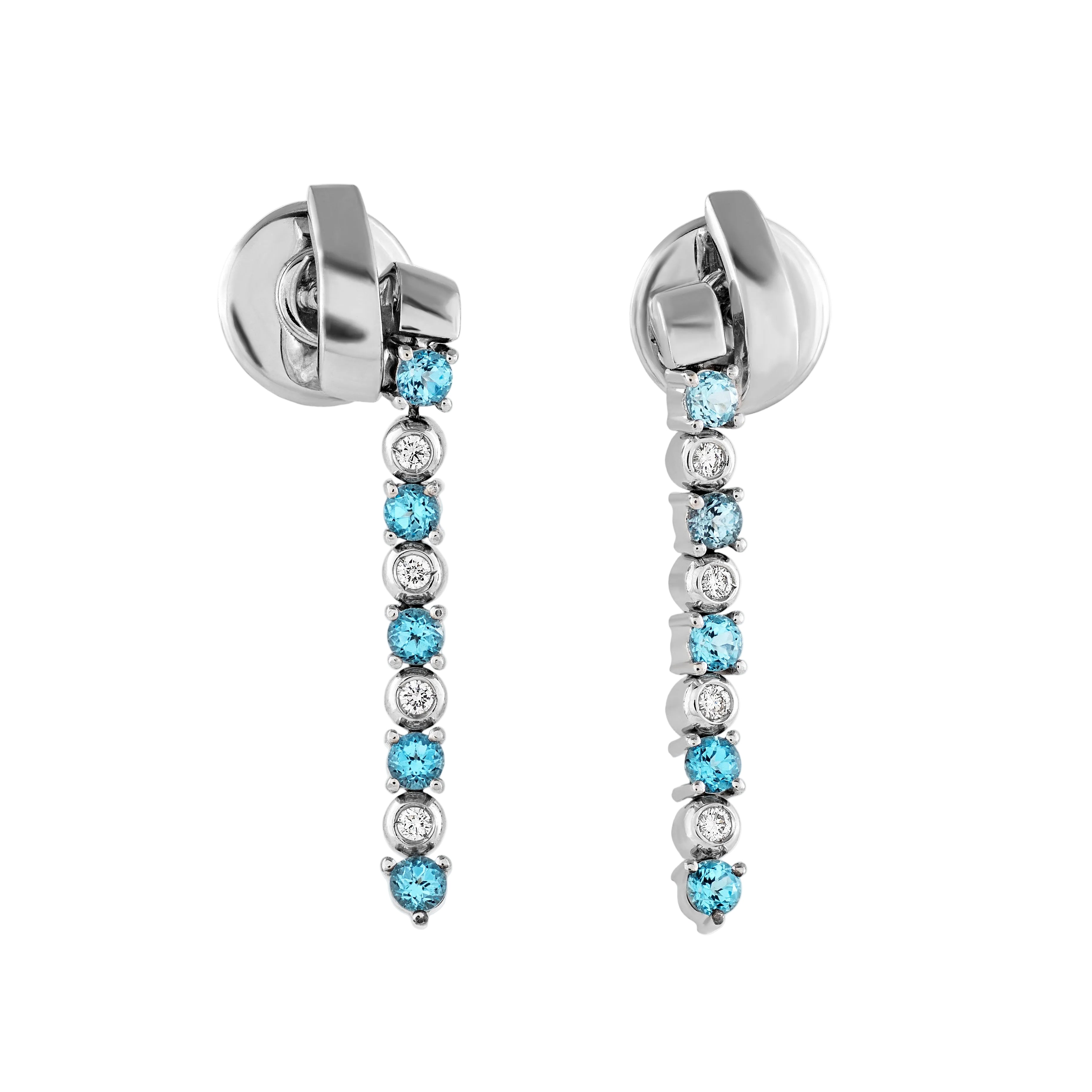 Gold Aquamarine  Diamond  Earrings 03020