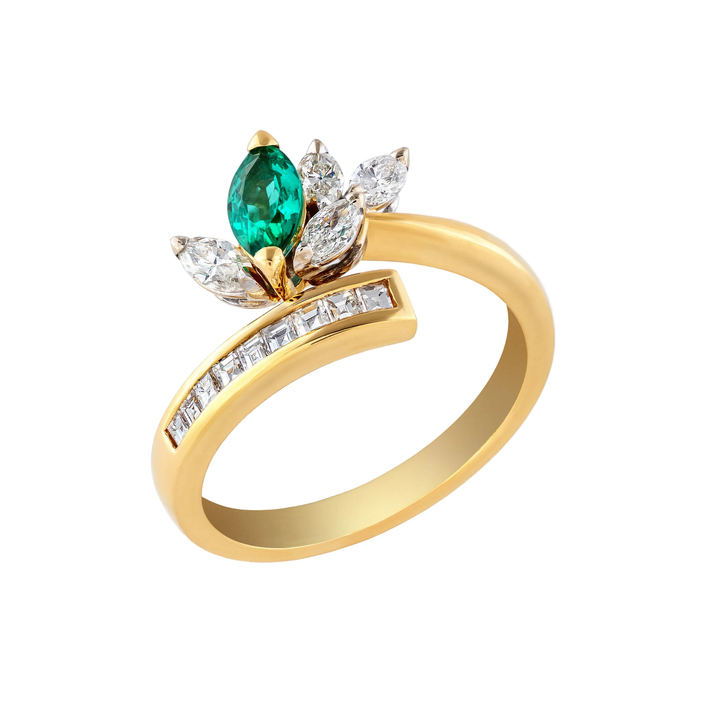 Gold Emerald Diamond Ring 03071