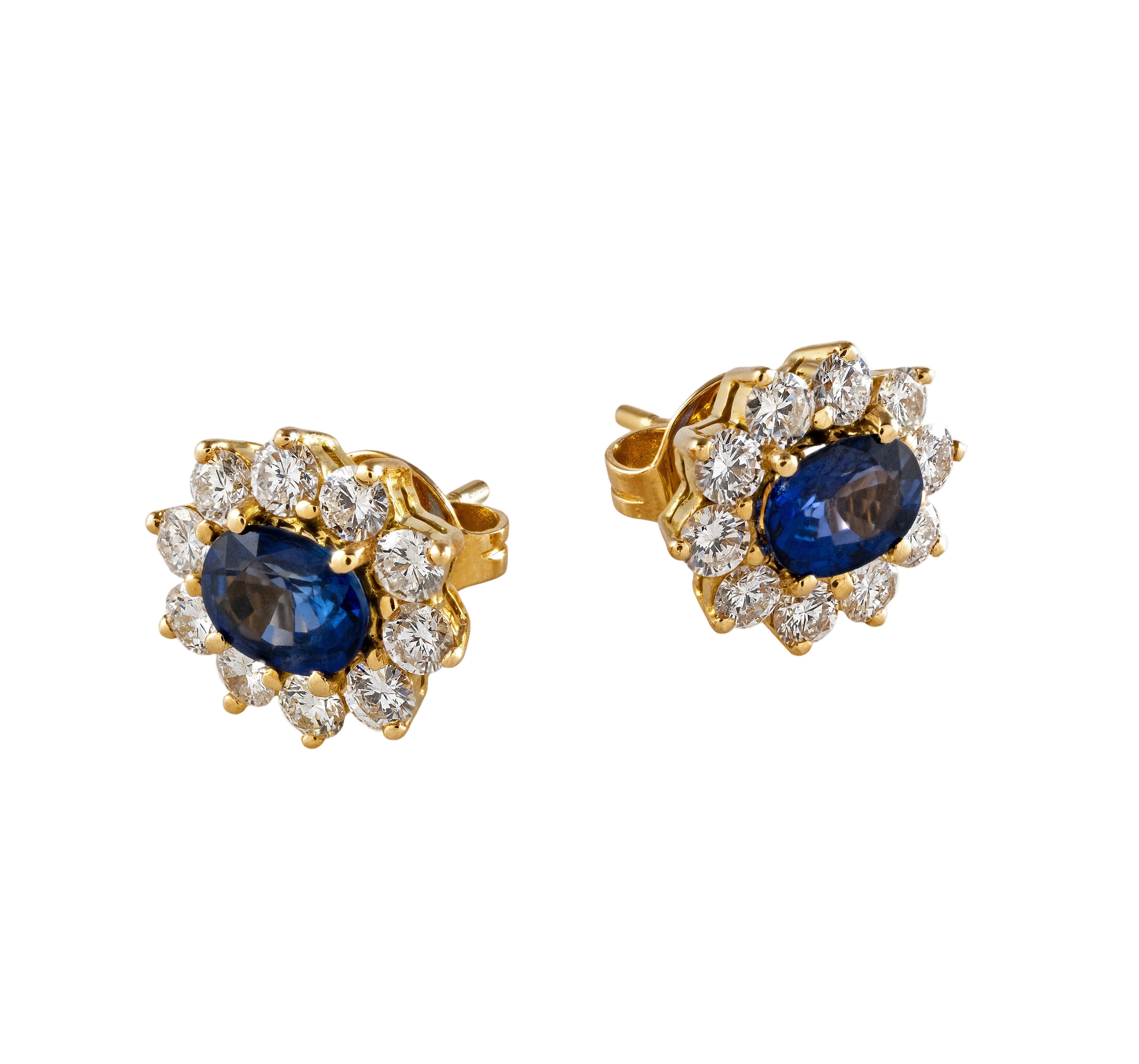 Gold Sapphire Diamond Earrings 03030
