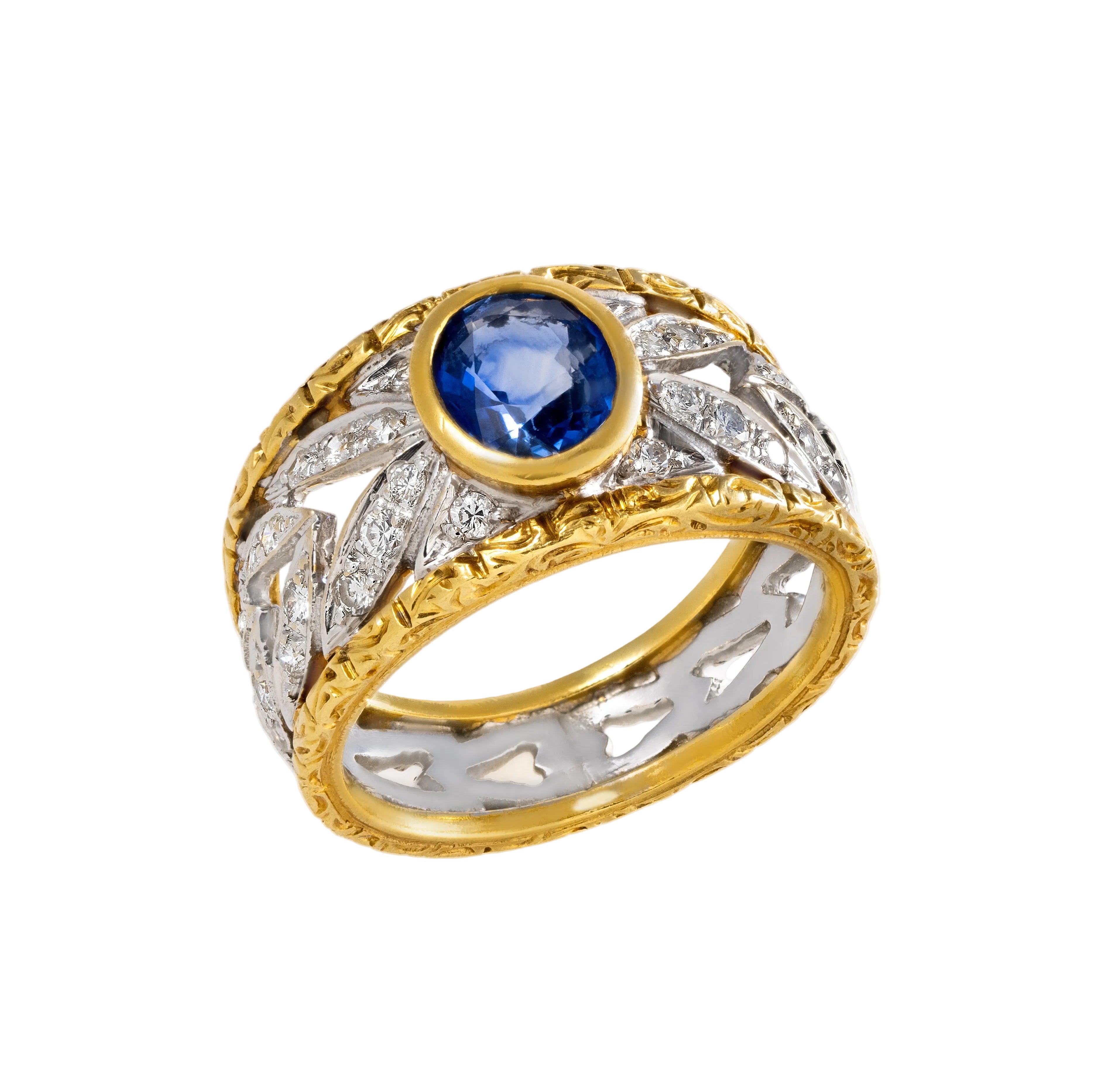 Gold Sapphire Diamond  Ring 00522