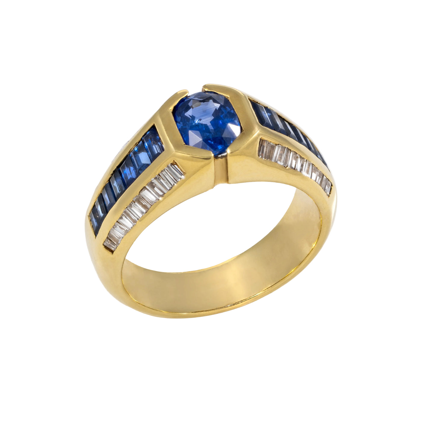 Gold Sapphire Diamond Ring 00944
