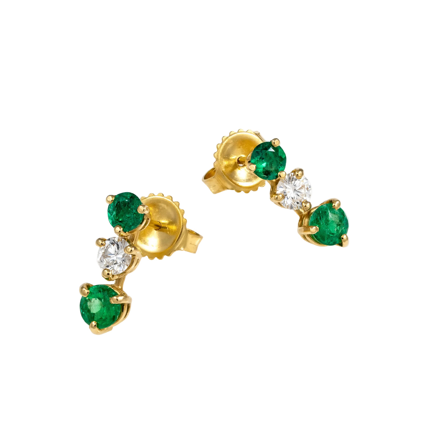 Gold Emerald Diamond Earrings 03012
