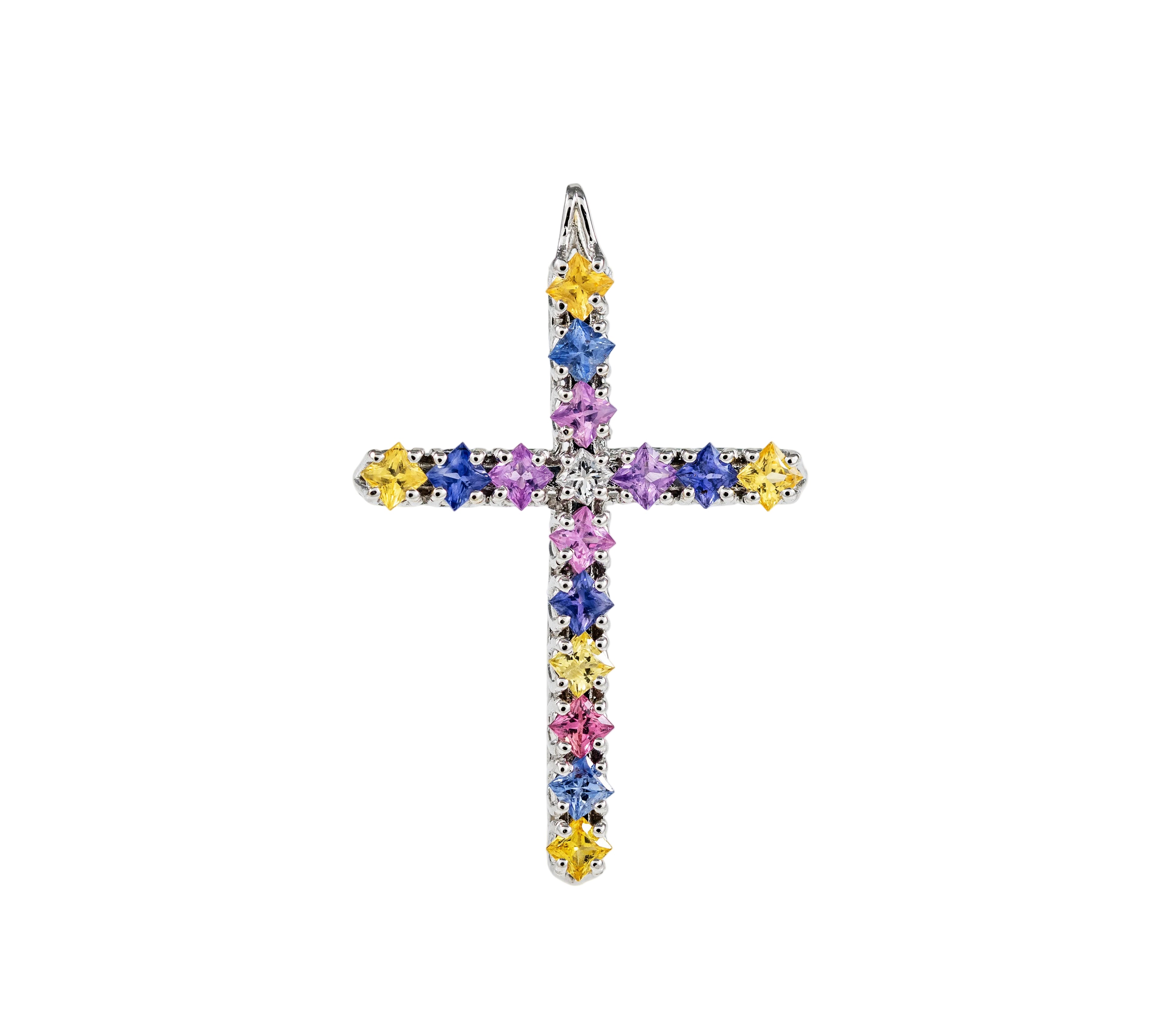 Gold Sapphire Diamond  Cross 03153