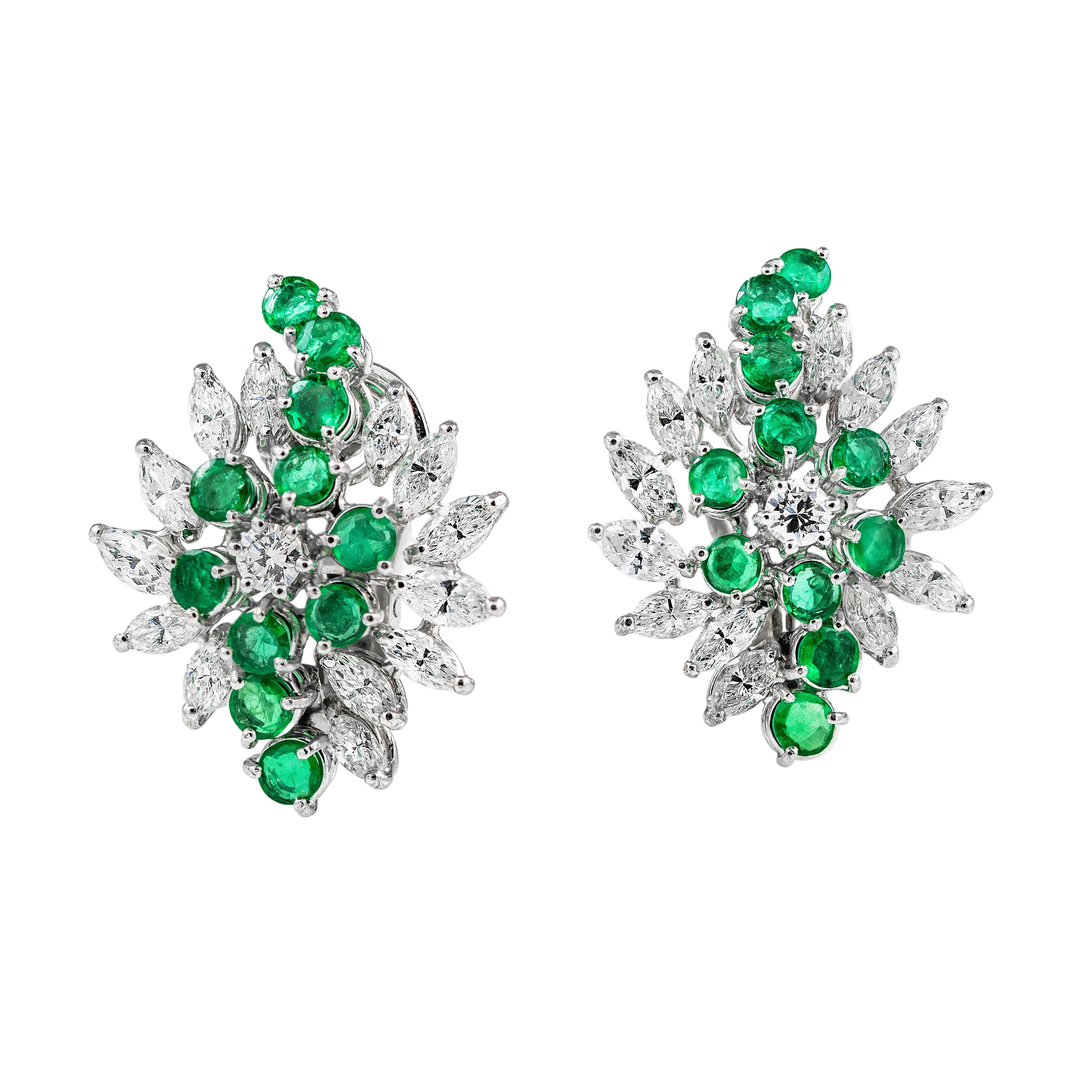 Gold Emerald Diamond Earrings 03114