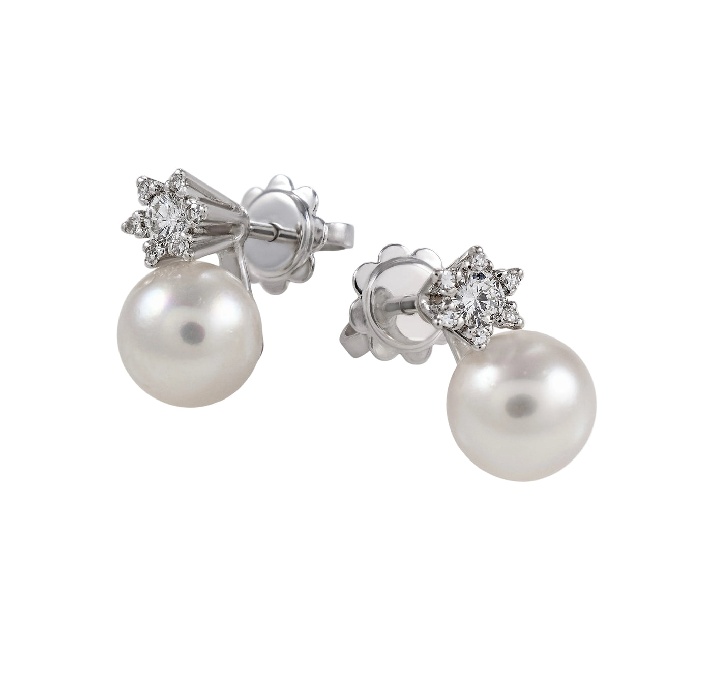 Gold Pearl Diamond Earrings 03101