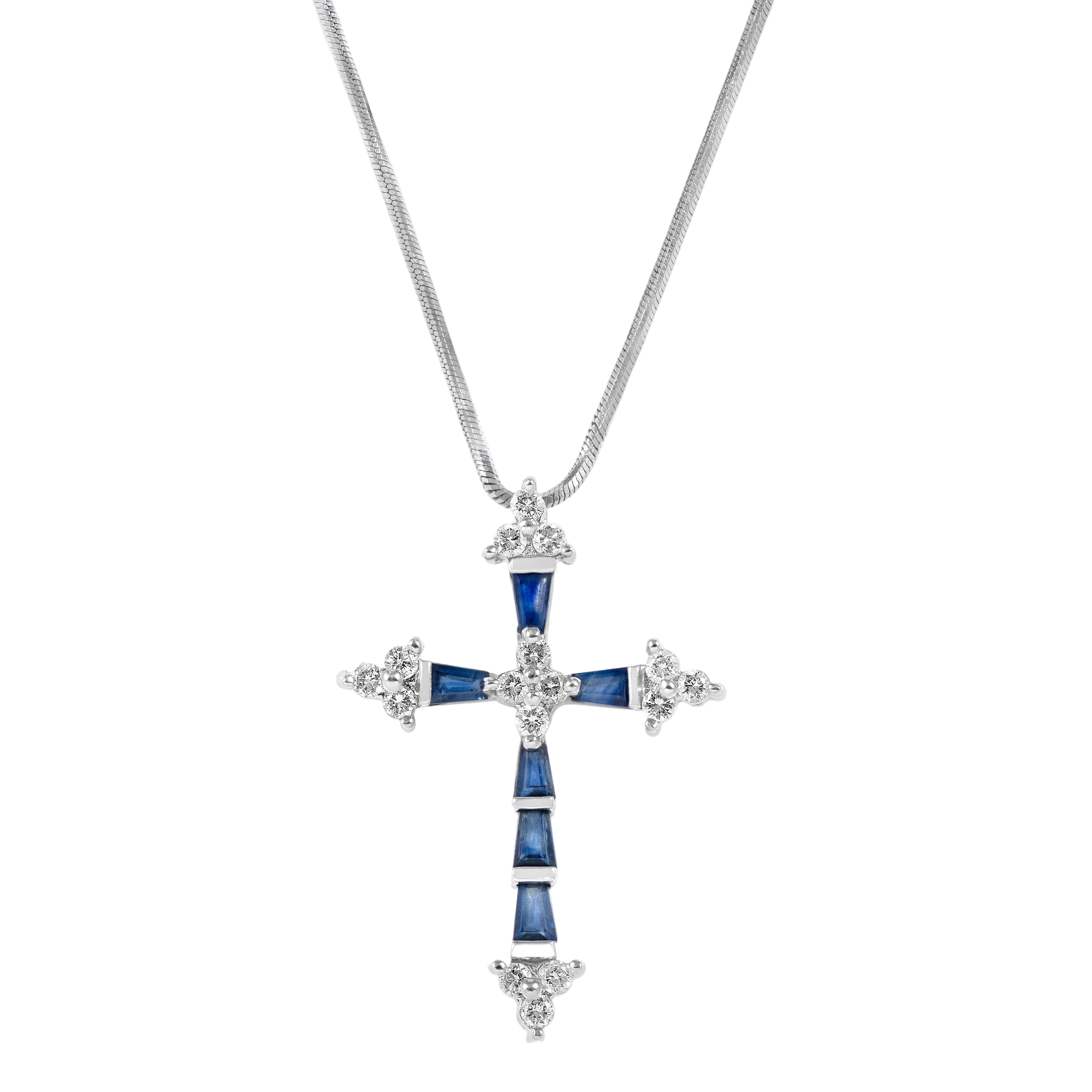 Gold Sapphire Diamond  Cross 03152