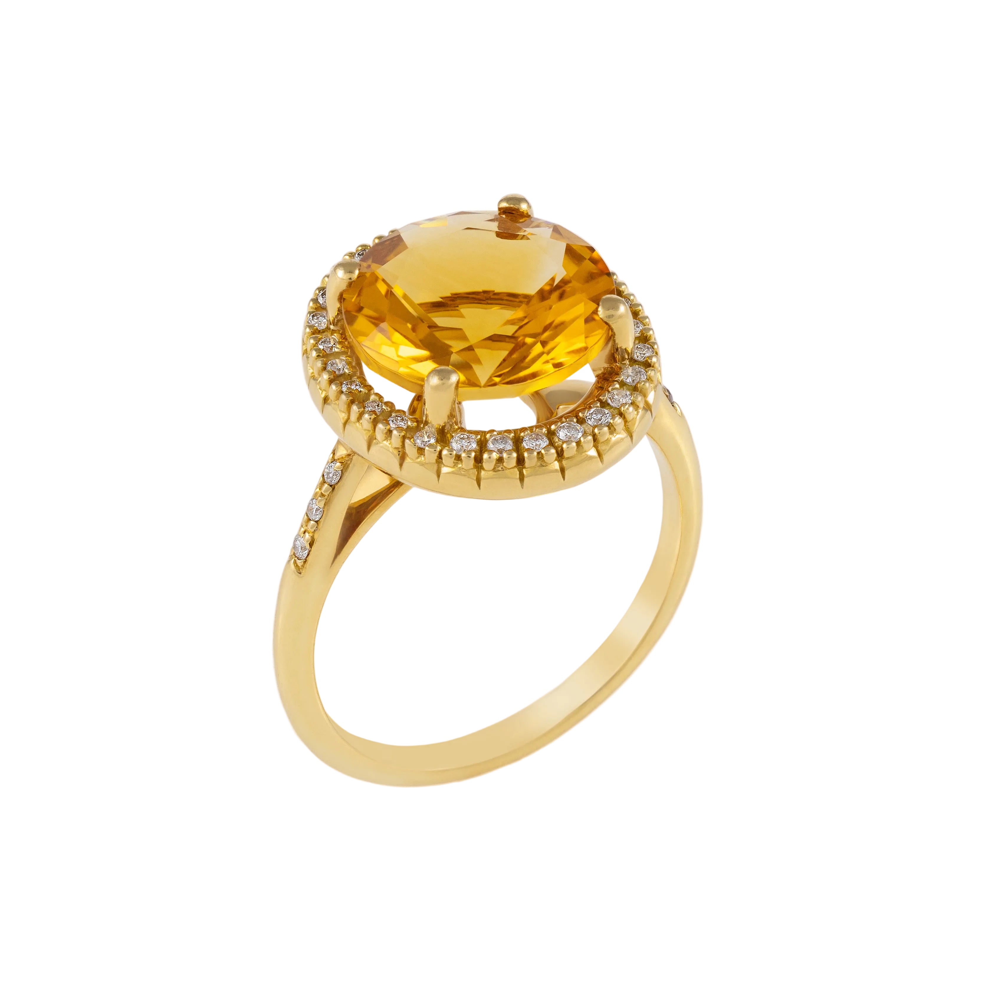 Gold Citrine Diamond Ring 03154
