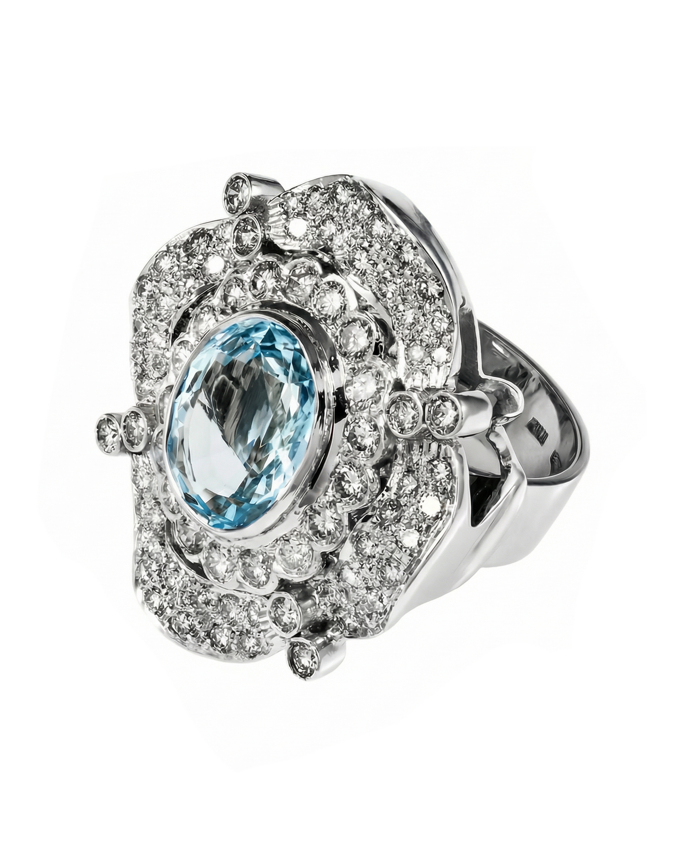 Gold Aquamarine  Diamond Ring 00500
